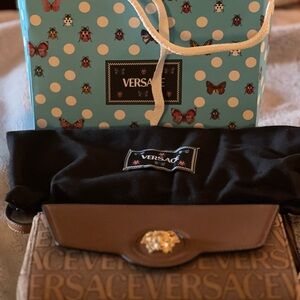 Versace Gold and Brown Crossbody Bag